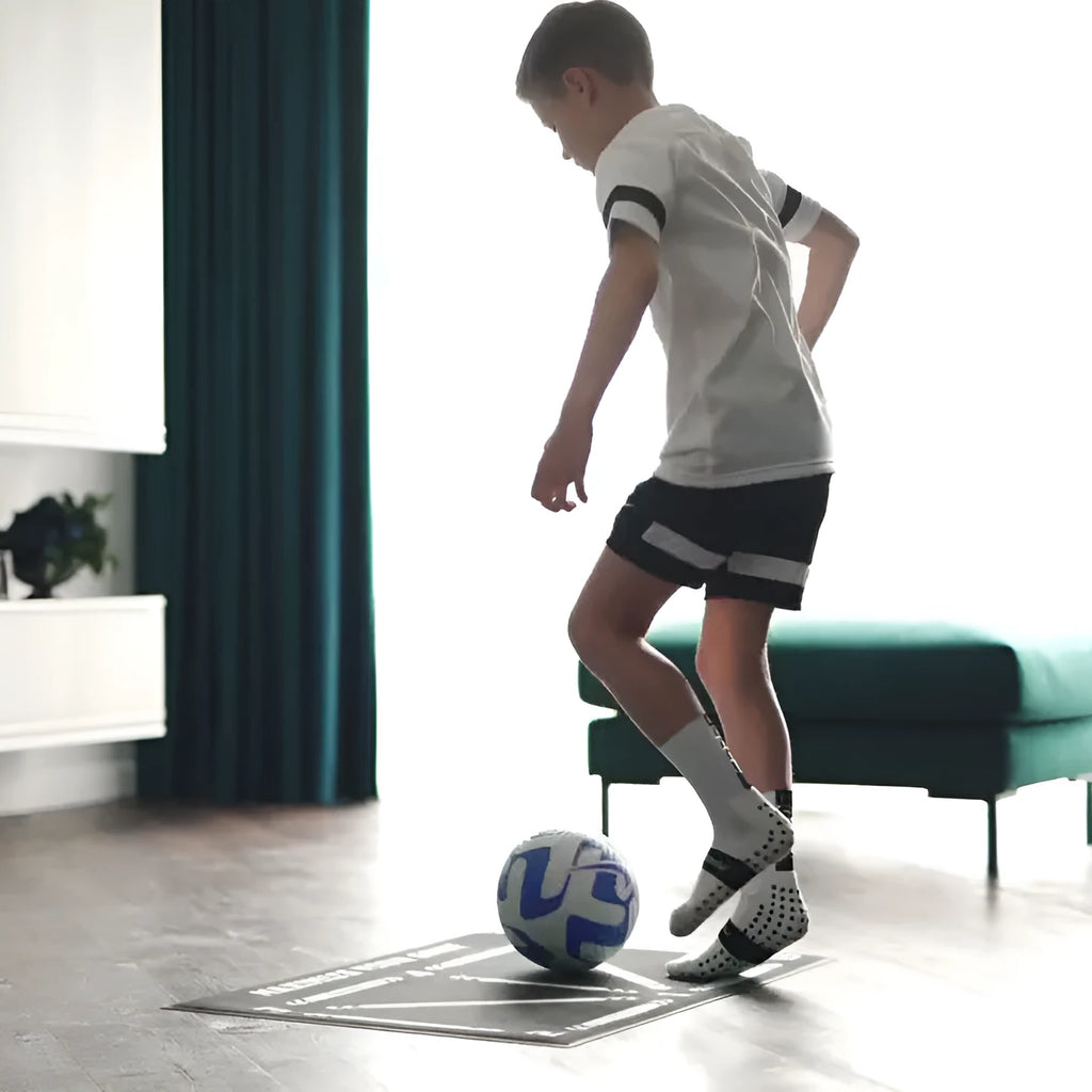 Black football training mat 60x90cm non-slip surface for practice
