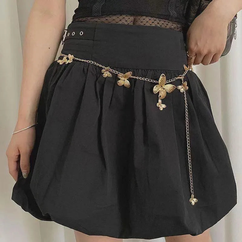 Golden butterfly waist chain women's belt with retro styling and alloy construction