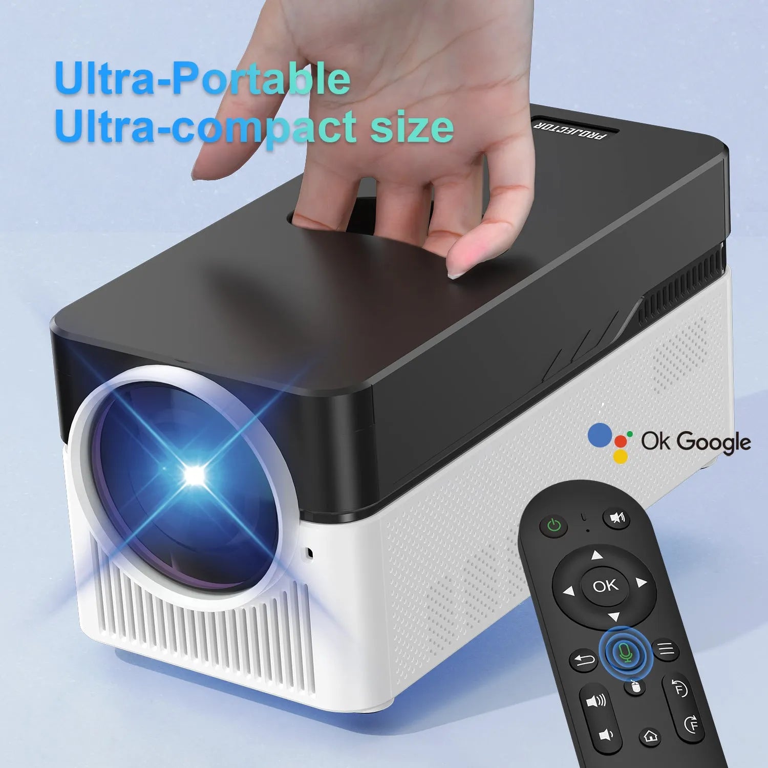 Ultra-short focus 1080p projector with 900 ANSI lumens black plastic body