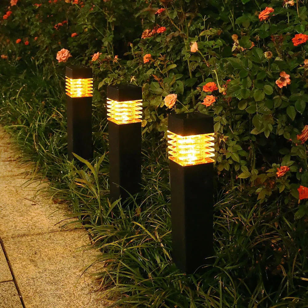 Solar lawn ground lamp with cuboid design for garden and courtyard lighting