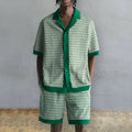 Men's printed two-piece beach set with short-sleeved shirt and matching shorts in colour MHX01344
