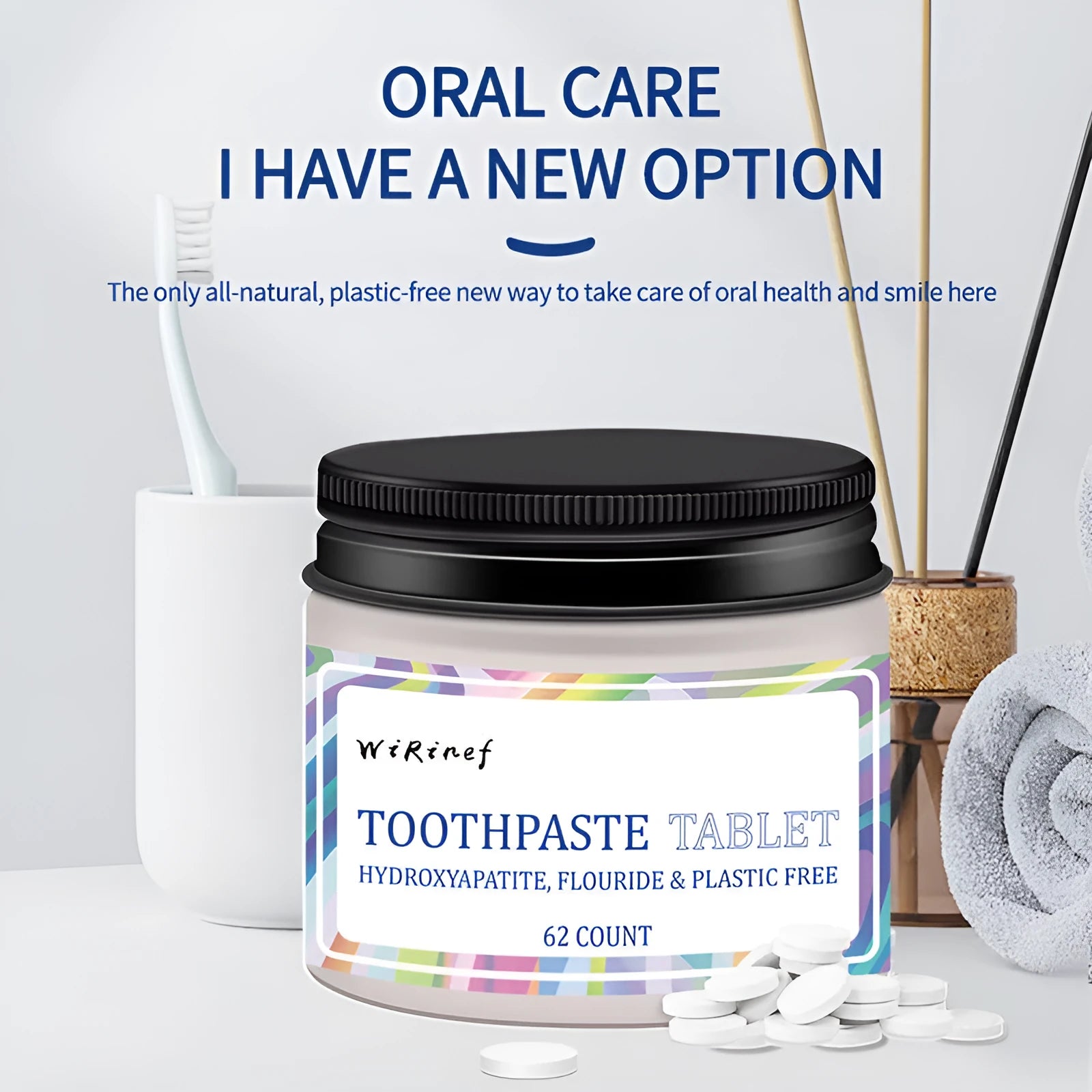 TP19 solid toothpaste tablets 62-piece pack for portable oral hygiene and travel use