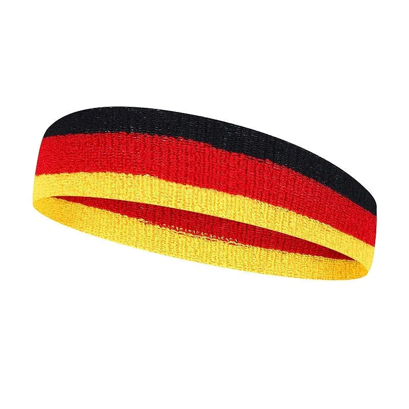Three-colour stretch sports headband for adult running, yoga and fitness activities.