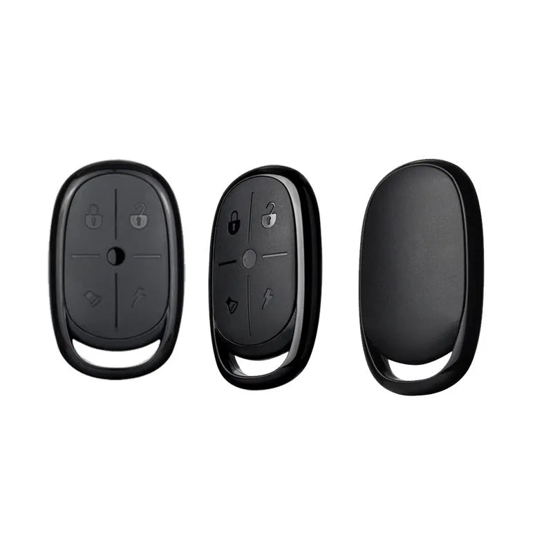 Compact black ABS plastic wireless remote control for electric cars with buttons.
