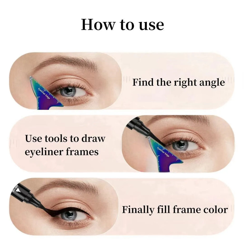 Reusable 3-in-1 eyeliner stencil tool for winged eyeliner, eyebrow definition, and face contour on hooded eyes