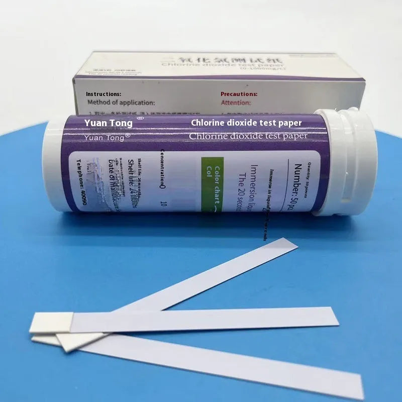 Chlorine dioxide test paper bottle with 50 pieces for waste water concentration monitoring 0-1000mg/L