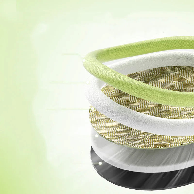 Green pet bed with fruit-shaped backrest and raised edges, shown in large size
