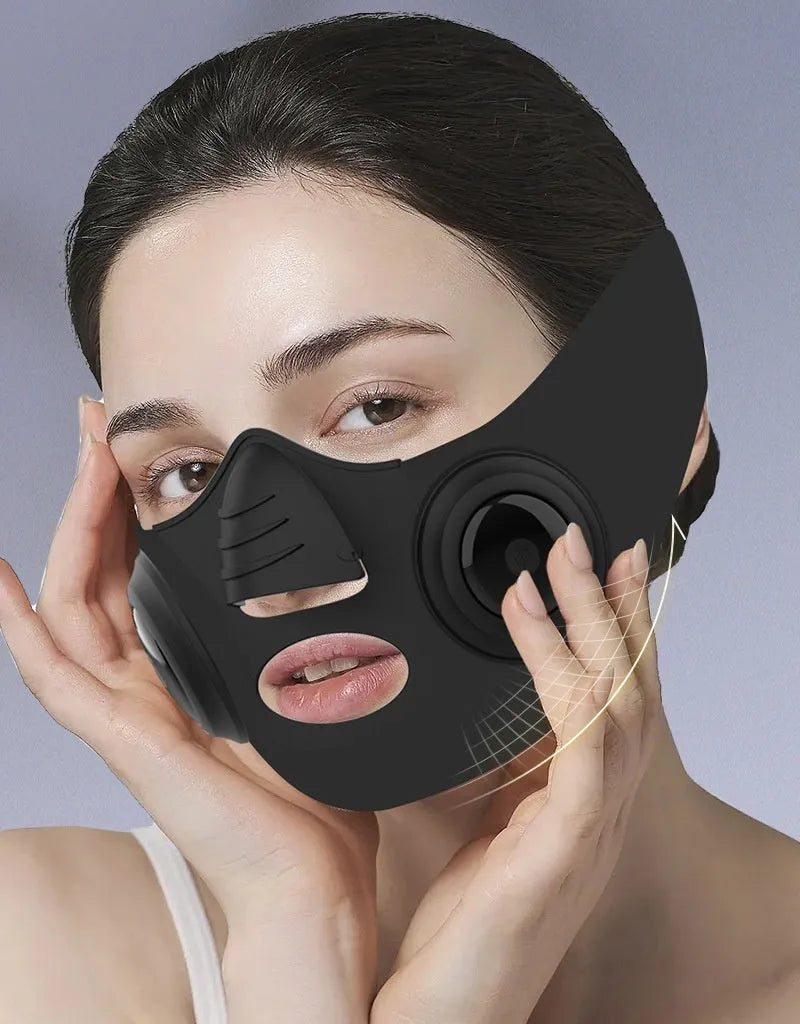 Black USB-powered photon beauty mask device with LED facial treatment technology