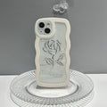 Rose transparent TPU silicone phone case with clear black rose pattern and colourful love lanyard for iPhone