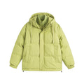 Loose two-piece winter cotton-padded coat in mustard yellow colour with side pockets