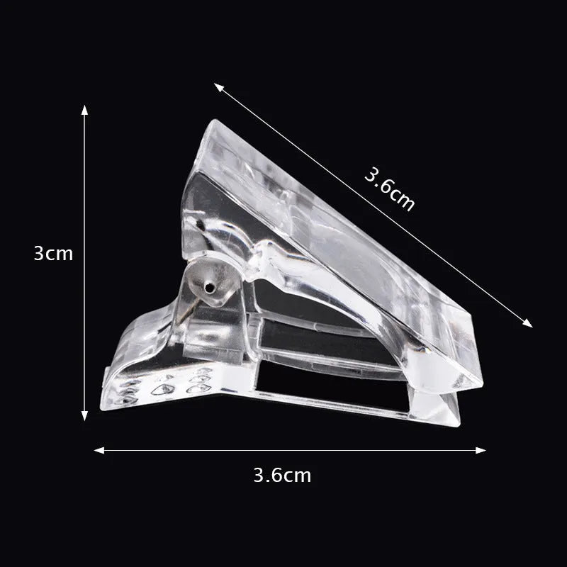Set of 10 transparent white PET plastic nail extension clips for poly gel building