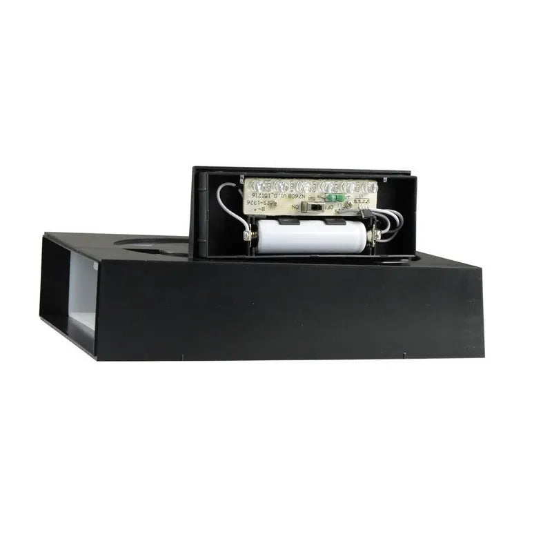 Solar powered house number light with LED illumination and wall-mounted outdoor design
