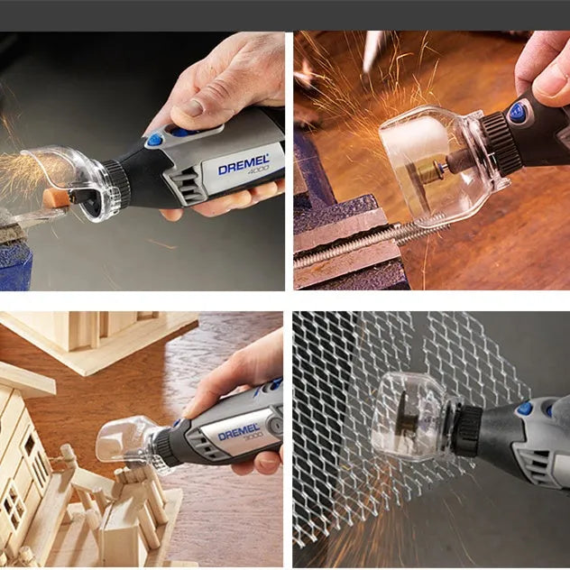 Transparent plastic safety face shield for Delta electric grinder with 17.5-19mm thread.