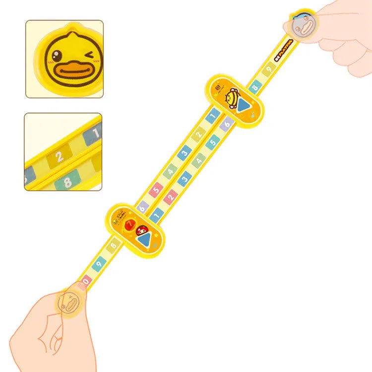 Yellow plastic children's digital decomposition ruler for maths learning, 24.5cm long