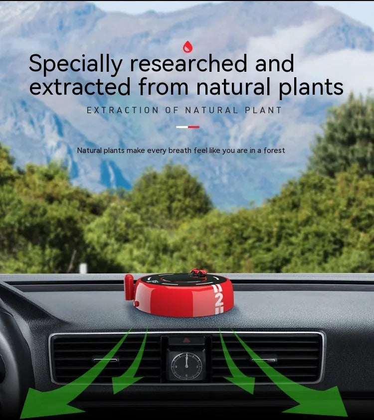 Round car-shaped solar-powered aromatherapy decoration in black colour with modern design