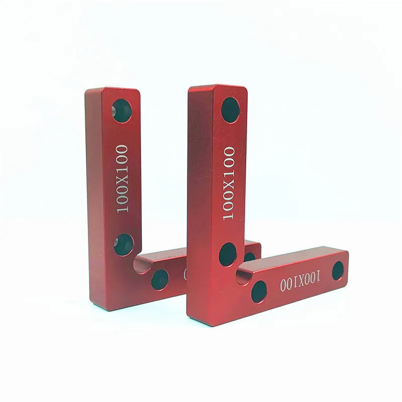 Aluminium right angle positioning block for woodworking jigsaw with scale markings