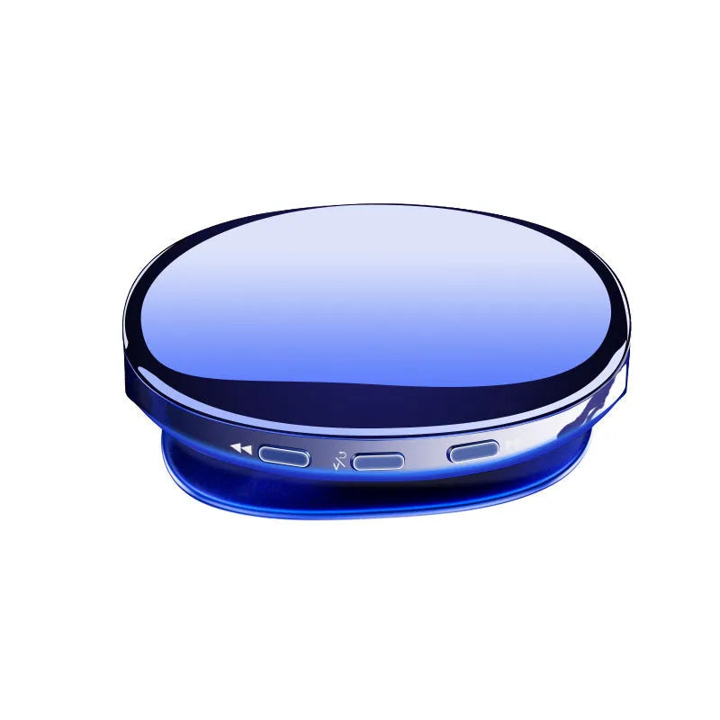 Bluetooth MP4 music player in blue, black, or rose gold with OLED display showing track info.