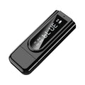 Black USB car FM bluetooth receiver for adding Bluetooth audio streaming to vehicle stereo systems