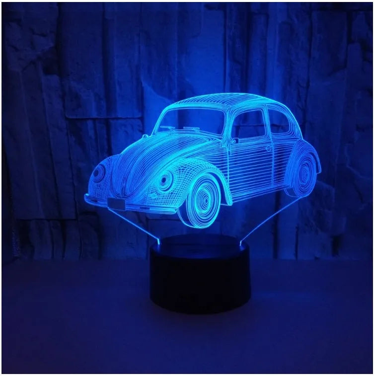 Modern table lamp with colourful 3D acrylic shade on black ABS base, featuring touch and remote control