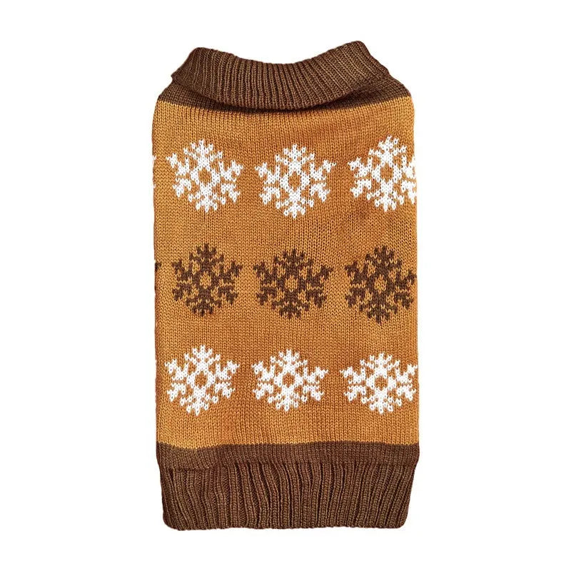 Grey dog sweater with snowflake pattern for Christmas, size L.