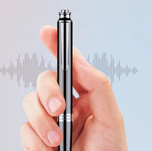 Black USB recorder MP3 player pen measuring 120mm long with USB connector