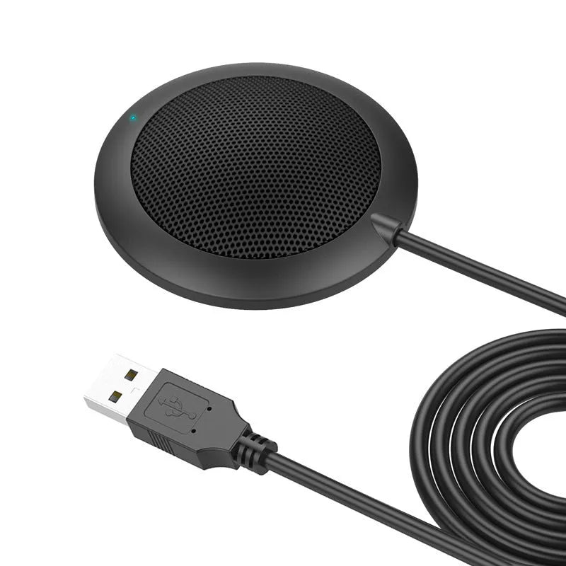 Black USB omnidirectional microphone with zinc alloy construction and metal mesh cover