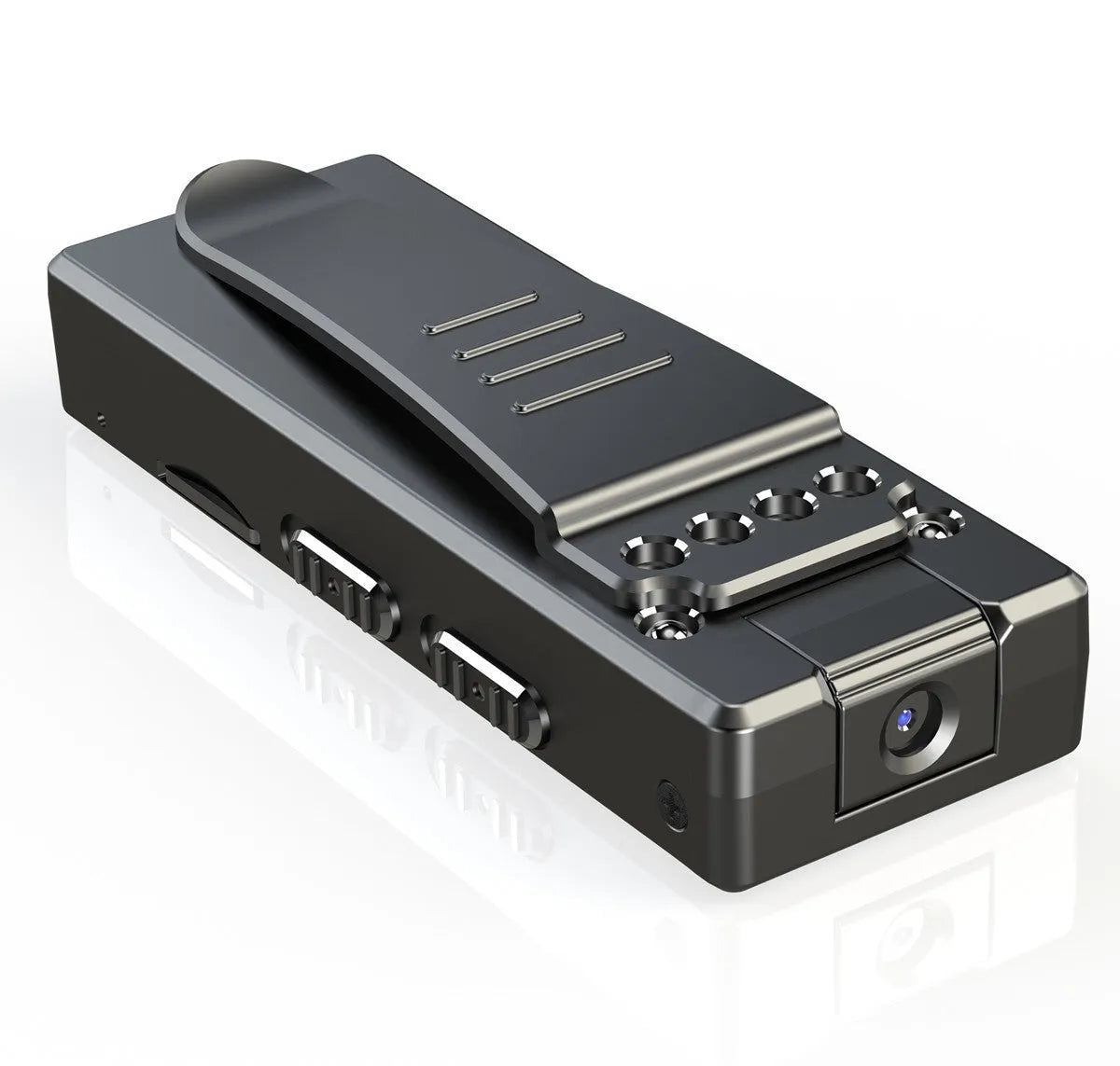 Black 1080p HD digital video camera with rotational lens for home, driving, and sports recording
