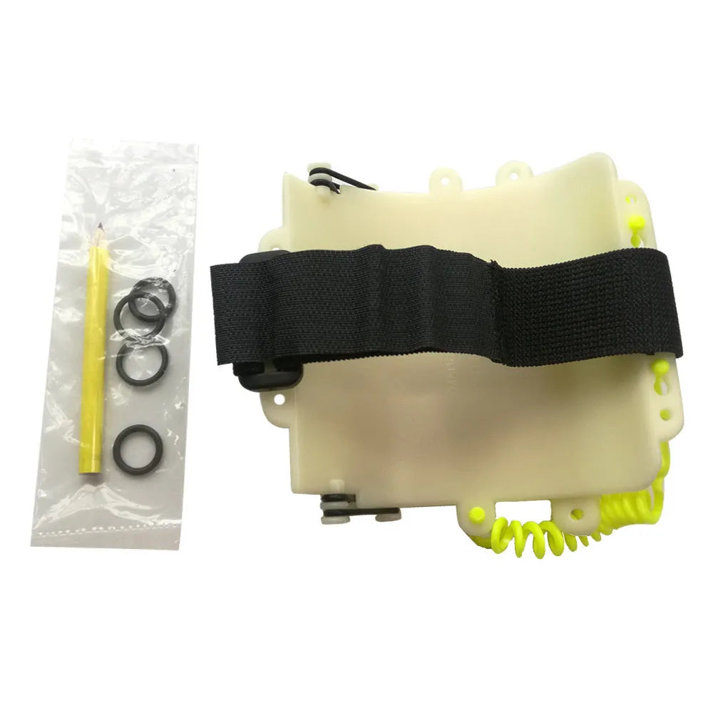 White luminous underwater writing wristboard for diving with pencil and spare O-ring