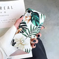 Compatible iPhone phone case with banana leaf floral design in TPU material for multiple iPhone models