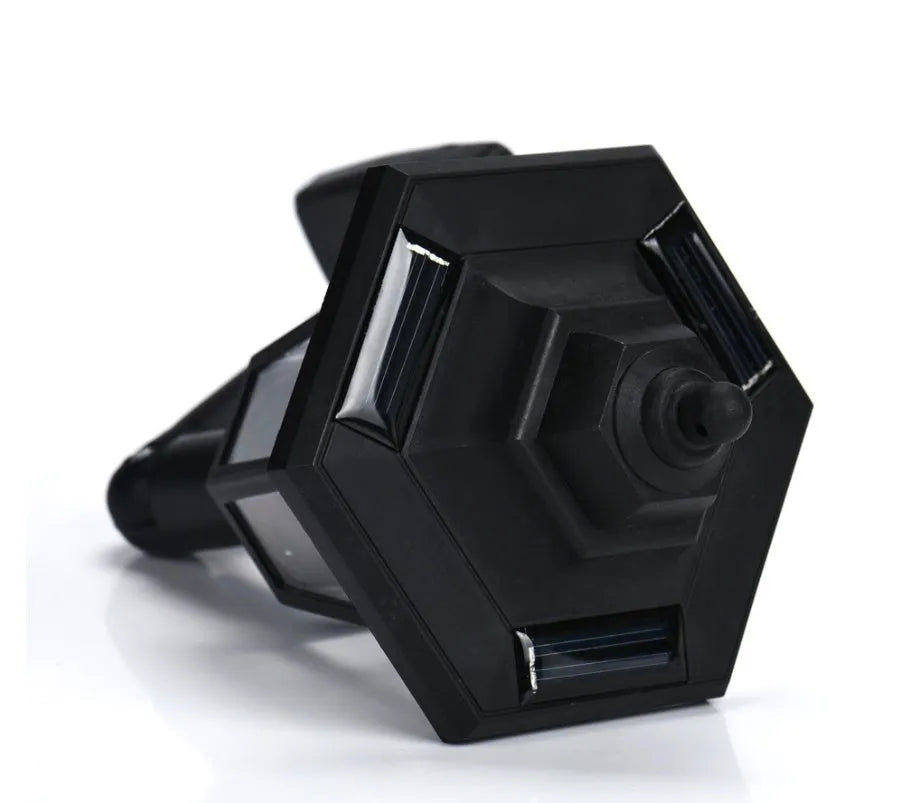 Black hexagonal solar wall lamp with automatic light sensor for outdoor garden lighting