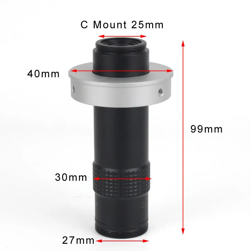 Black industrial monocular camera lens for 130x magnification inspection