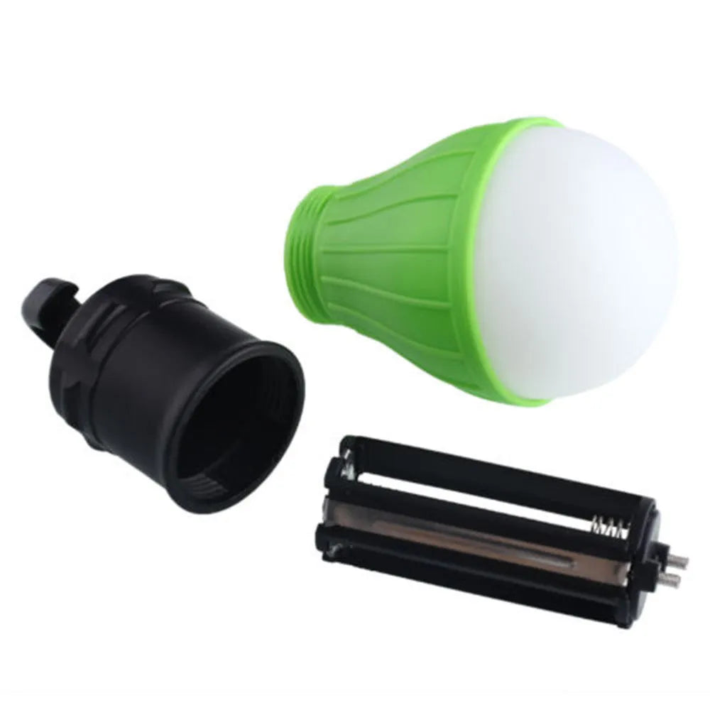 Portable camping light with hanging hook and 3 LED lamps in blue colour