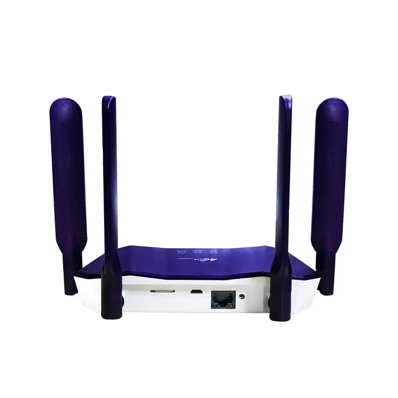 Blue 4G and wired dual-mode router with four adjustable external antennas