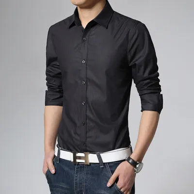Cotton French dress shirt formal tuxedo shirt long sleeve Fashion City style in white