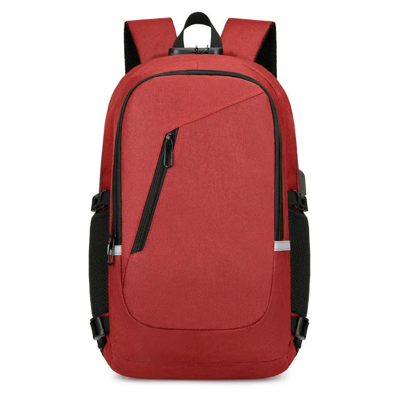 Street-style grey Oxford cloth computer backpack with 20-35 litre capacity for daily use.