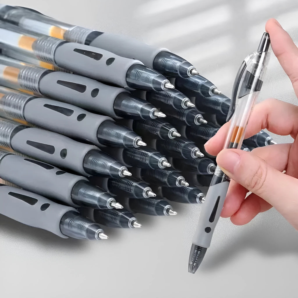 0.5mm gel pen in black, red or blue colours with plastic barrel