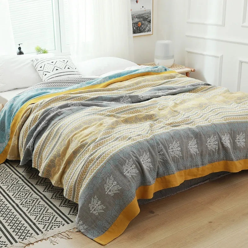 Pure cotton five-layer gauze bed sheet blanket in modern simple style