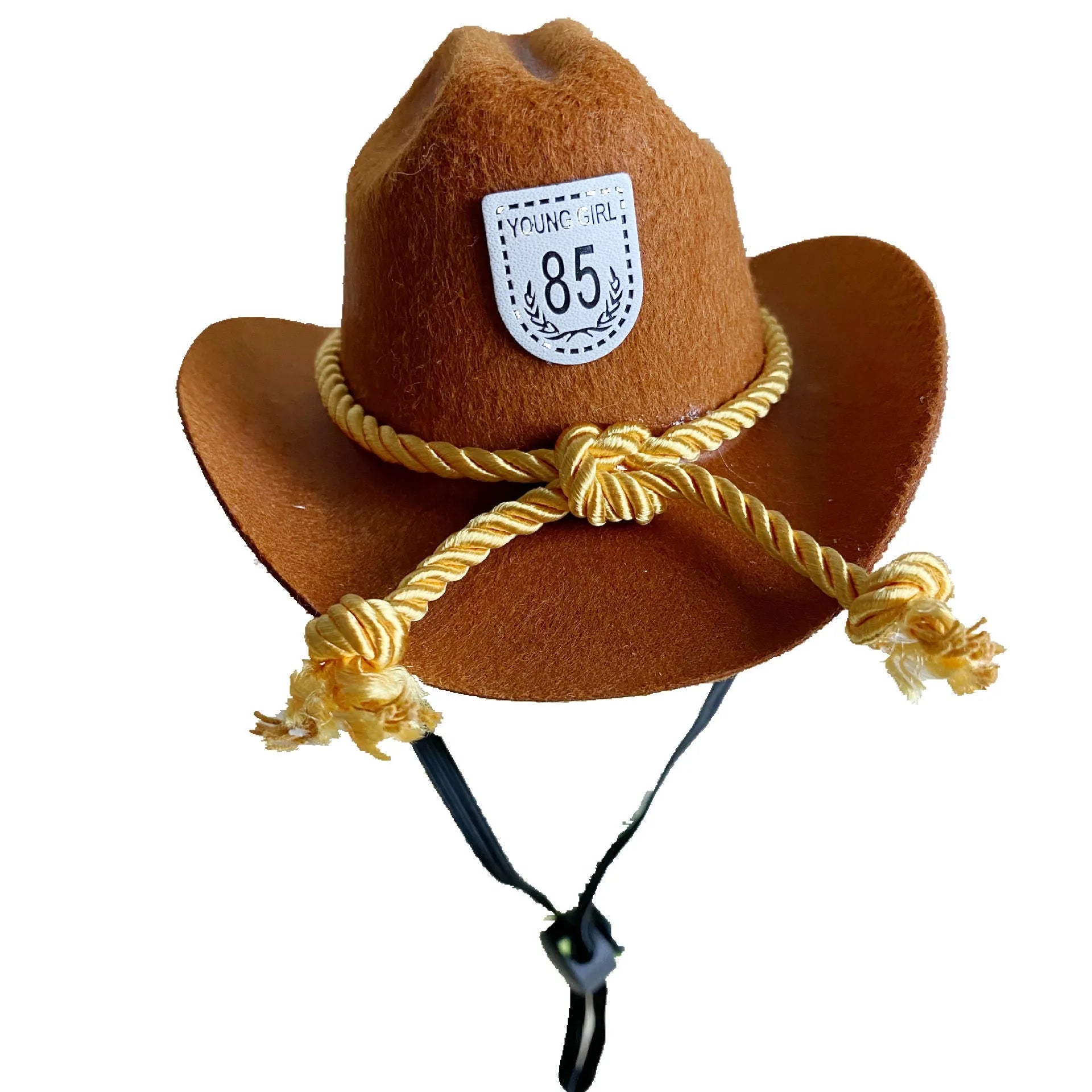 British cowboy hat for cats and small dogs in non-woven fabric with decorative ribbon or velvet belt