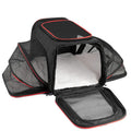 600D cation cat carrier bag in black, black with red piping, grey with blue edge or grey with green edge colours
