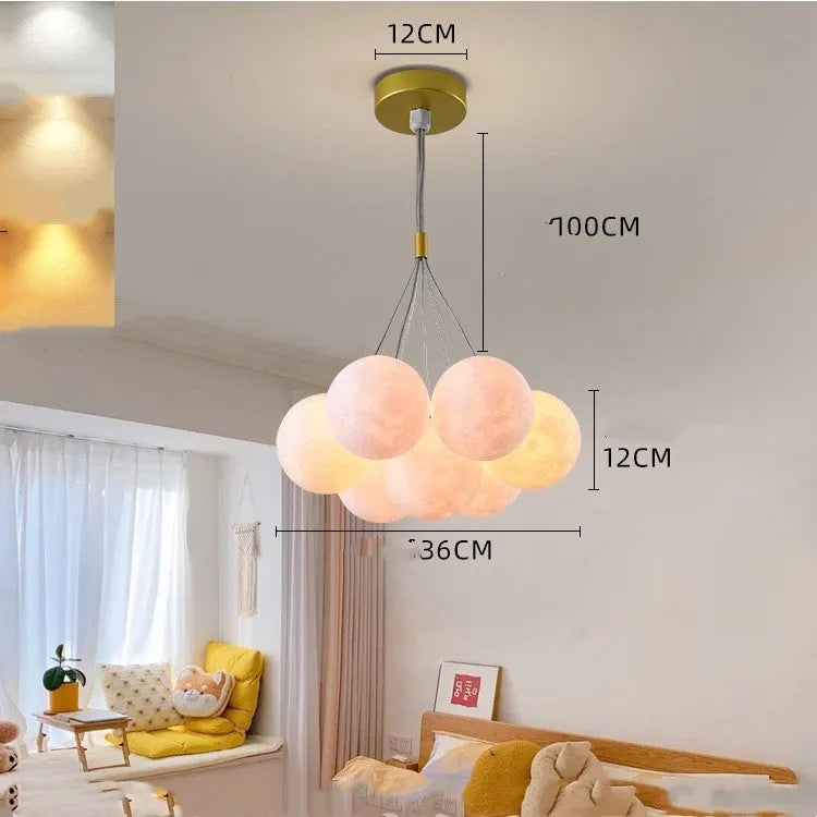 Nordic style iron fish chandelier ceiling light in gold or black finish with multiple LED bulbs and PMMA shade.