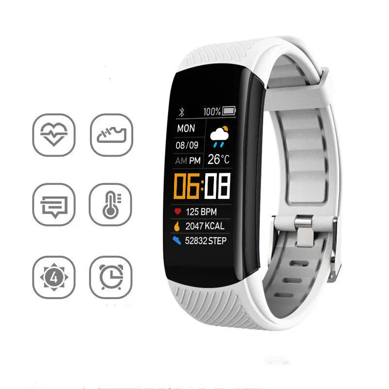 Adult sports silicone pedometer bracelet with 0.96-inch touch screen in multiple colour options