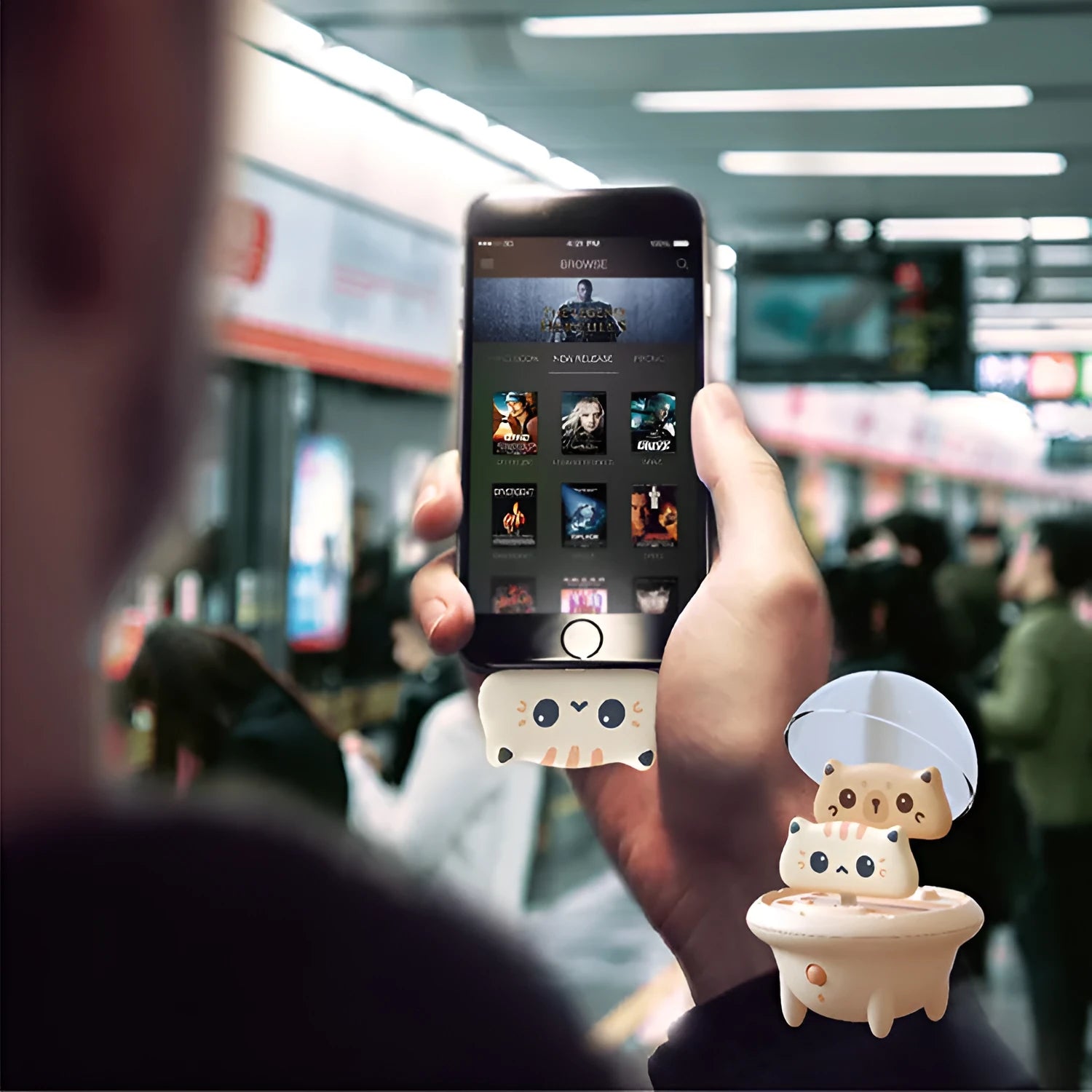 Cartoon bear or cat style power bank compatible with Apple iPhone devices