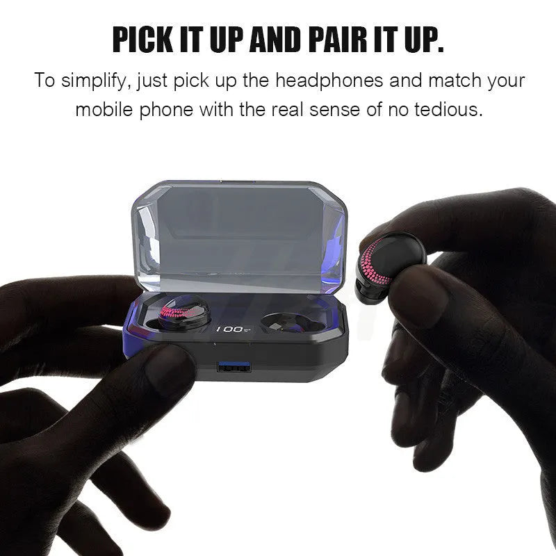 Black X10 Bluetooth wireless earbuds with charging case