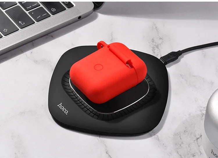 Black compatible silicone headphone case for AirPods with wireless charging support
