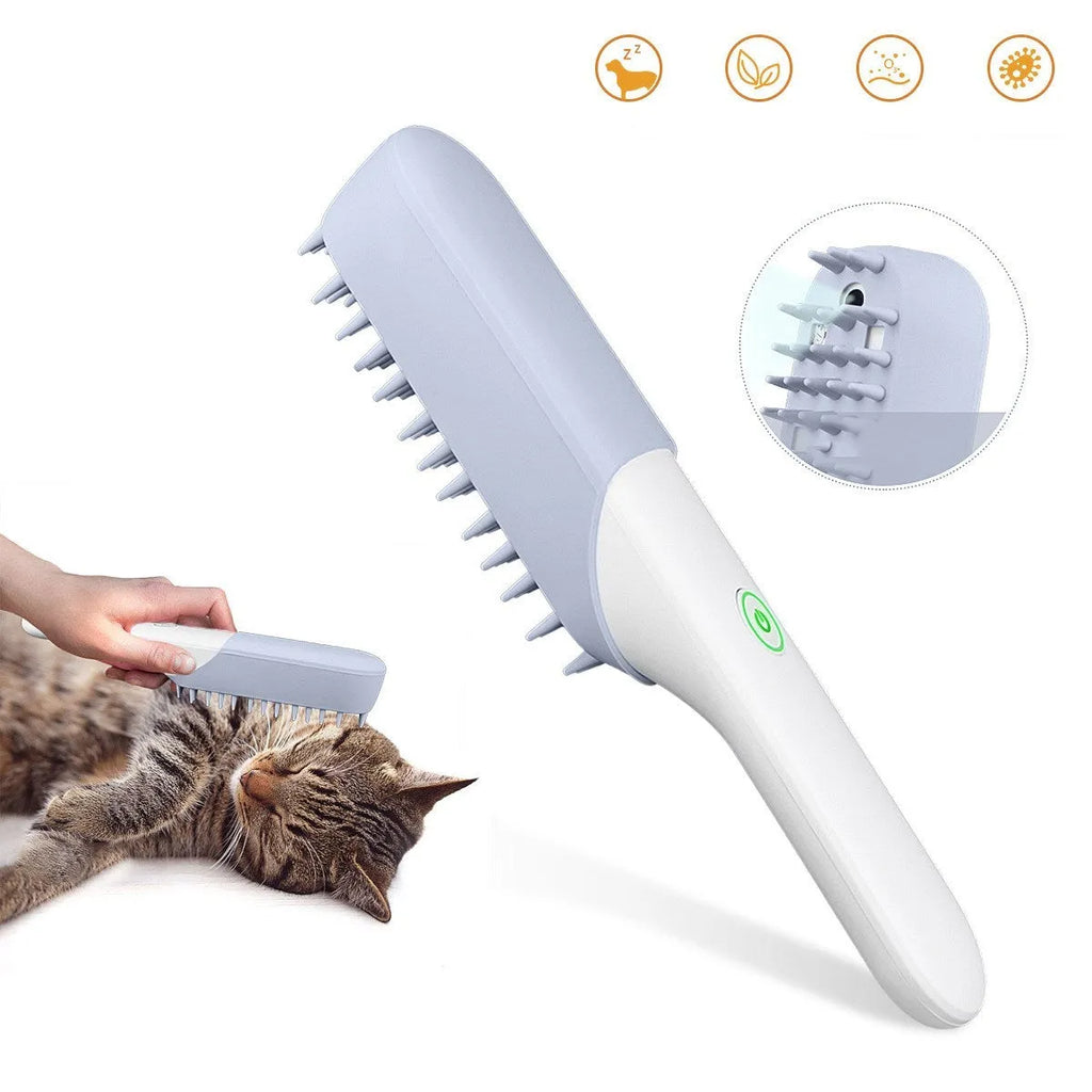 Blue pet silicone massage brush with ozone sterilisation comb for dog grooming, ABS handle