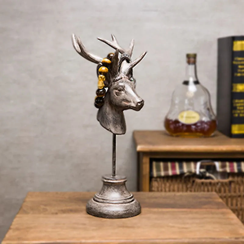 Natural resin animal figurine home decoration in black, white, or wood colour, 32cm tall.