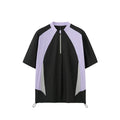 Men's solid colour lightweight polyester top with stitching detail, shown in black and beige with both sleeve length options.