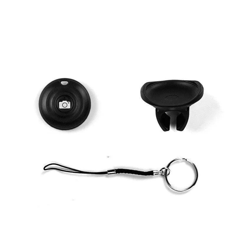 Black Bluetooth remote control for selfies with 10 metre wireless range and 27g lightweight design