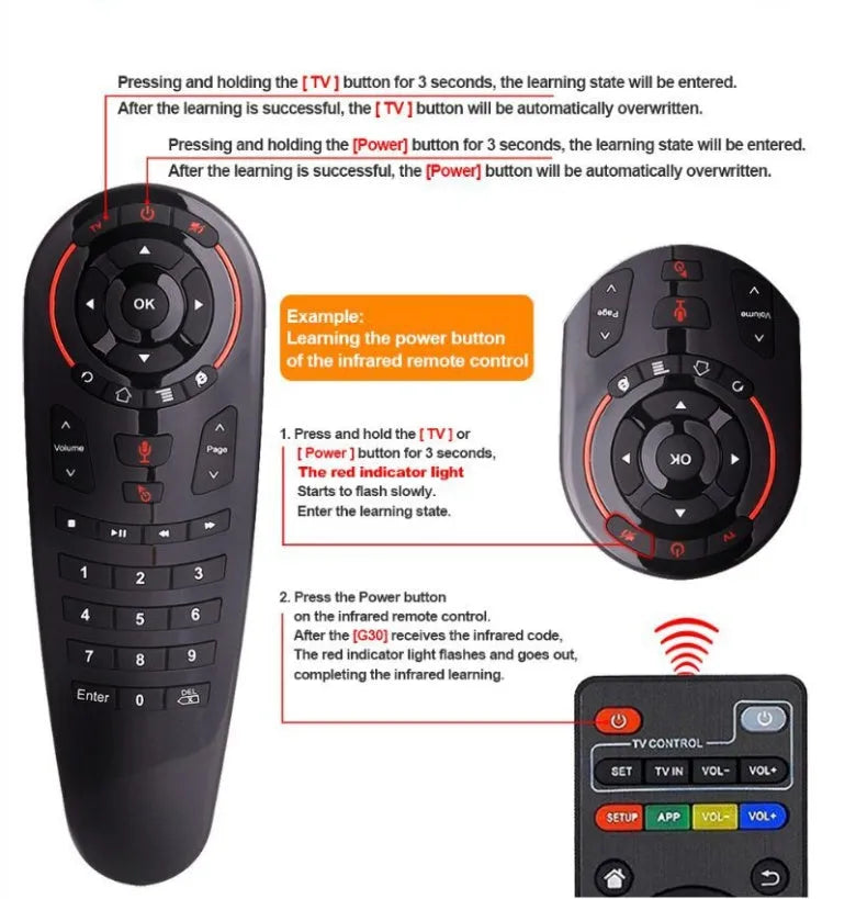 G30 wireless keyboard remote control with air mouse and nano receiver.