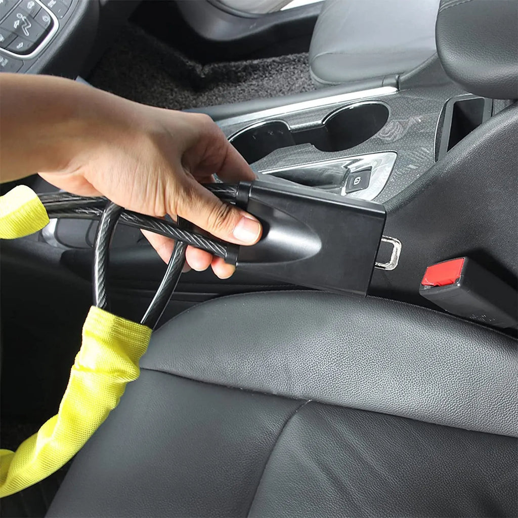 Iron car steering wheel lock with 33cm wire rope in red, yellow or black colours